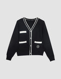 GORUNRUN-Ins Style Street Fashion Beaded Black Knit Cardigan