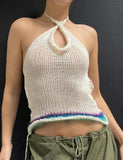 GORUNRUN-Ins Style Street Fashion Gradient Hem Halter Crochet Camisole For