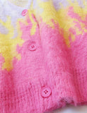 GORUNRUN-Ins Style Street Fashion Pink and Purple Flame Button Knit Cardigan