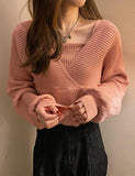 GORUNRUN-Ins Style Street Fashion Solid Color Fake Two-Piece Knit Cropped Sweater For