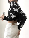 GORUNRUN-Ins Style Street Fashion Loose Short Butterfly Crew Neck Long Sleeve Sweater