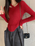 GORUNRUN-Ins Style Street Fashion Irregular High Waist Plush Cropped Sweater