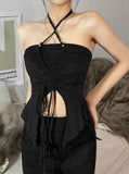 GORUNRUN-Ins Style Street Fashion Off-Shoulder Halter Crossover Camisole