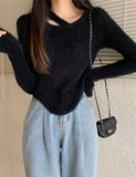 GORUNRUN-Ins Style Street Fashion Irregular High Waist Plush Cropped Sweater