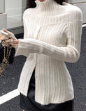 GORUNRUN-Ins Style Street Fashion One Shoulder Long White Knit Sweater For