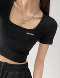 GORUNRUN-Ins Style Street Fashion Square Neck Slim Fit Cropped T-shirt