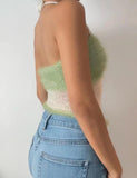 GORUNRUN-Ins Style Street Fashion Faux Fur Trim Patched Halter Crochet Camisole