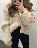 GORUNRUN-Ins Style Street Fashion Solid Color Loose Cardigan