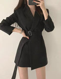 GORUNRUN-Ins Style Street Fashion Solid Color Blazer With Belt