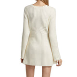 Gorunrun-hoco dresses -hoco dresses -2024 SPRING AUTUMN OUTFITS Leisure Round Neck Long Sleeve A Line Chunky Ribbed Knit Sweater Mini Dress