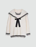 GORUNRUN-Ins Style Street Fashion Preppy Bow Loose Navy Neck Sweater