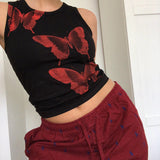 GORUNRUN-summer outfits y2k style casual spring outfits Butterfly Print Crop Tank Top