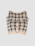 GORUNRUN-Ins Style Street Fashion Plaid U-Neck Tank Top