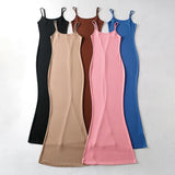 GORUNRUN-5 Color Simple Niche Fishtail Slip Dress