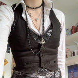 GORUNRUN  Women's Dressy Waistcoat Racerback Vest Tuxedo Suit Waistcoat Vintage Steampunk Jacquard Jacket Punk Style Corsetier