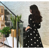 GORUNRUN-2024 New Autumn Fashion Black Women Dresses Three-quarter Sleeve V-neck Vintage Elegant Chic Office Lady Fairy Dress Korean