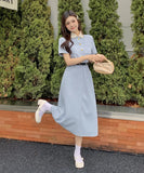 GORUNRUN-Casual Dresses for Women 2024 Doll Collar Short Sleeve Fashion New Summer Women's Clothes Chic Elegant Female Midi Dress