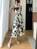 GORUNRUN-New Summer 2024 Long Print Dress for Women Korean Elegant Fashion Sexy Sleeveless Spaghetti Strap Evening Female Clothes